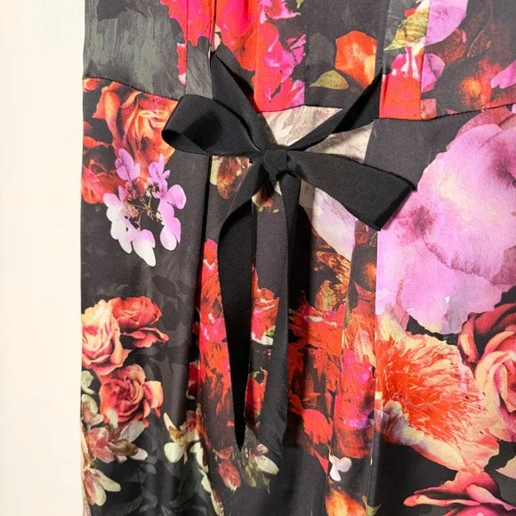 Adriana Papell Spring Satin Floral Dress (12) Elegant Sleeveless Wedding Guest - Picture 5 of 16